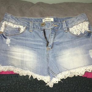 Ripped jean shorts